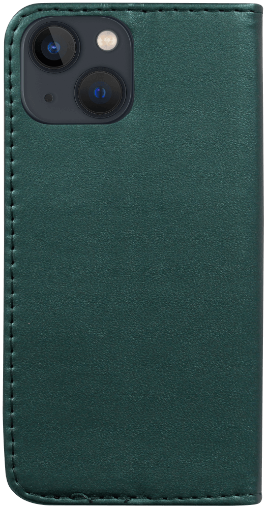 Apple iPhone 13 Mini oldalra nyíló flipes bőrtok asztali tartó funkciós sötétzöld