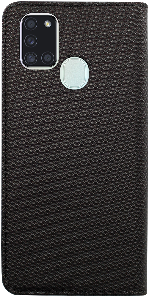 Samsung Galaxy A21s (SM-A217F) oldalra nyíló flipes bőrtok rombusz mintás fekete