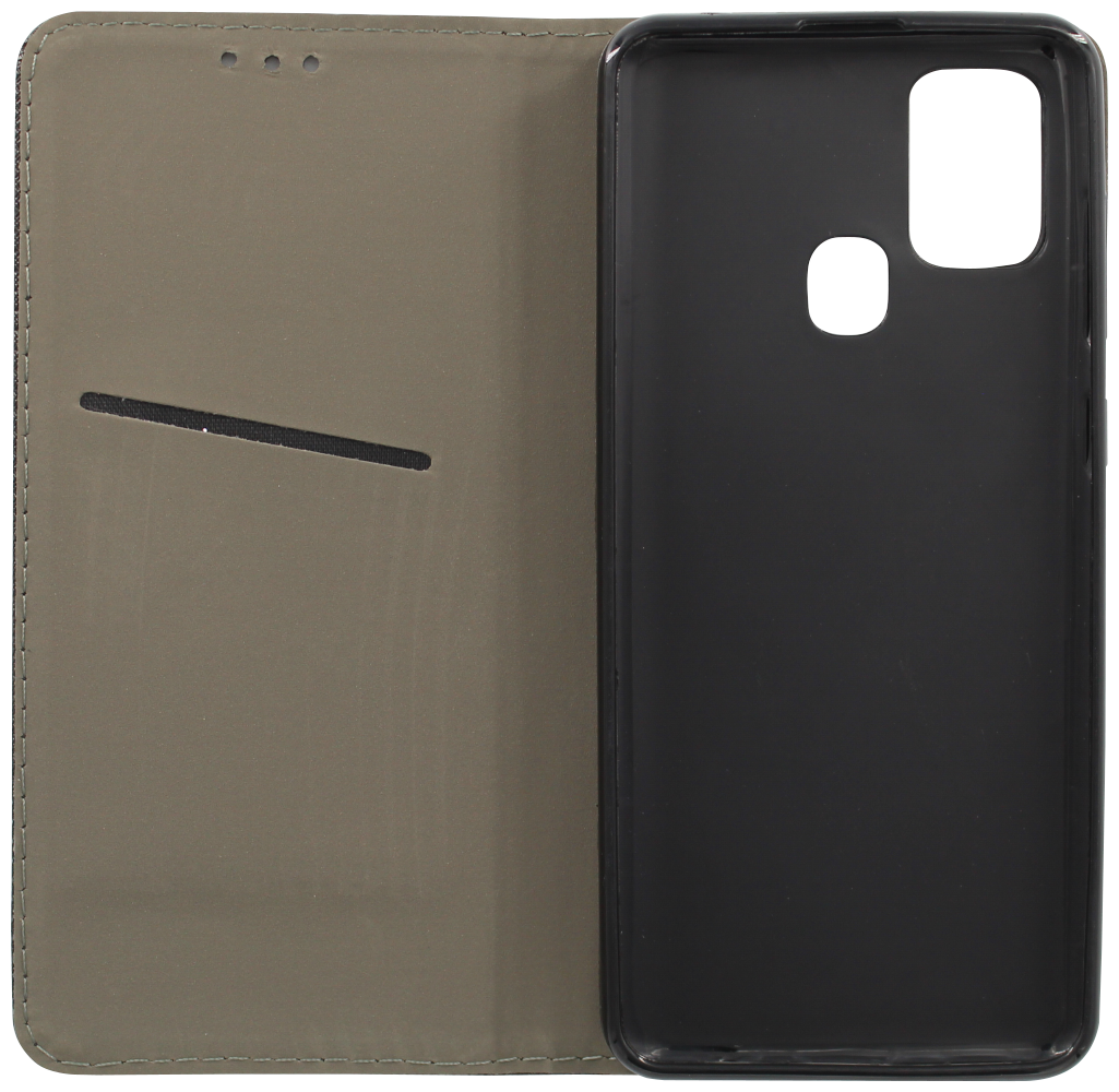 Samsung Galaxy A21s (SM-A217F) oldalra nyíló flipes bőrtok rombusz mintás fekete