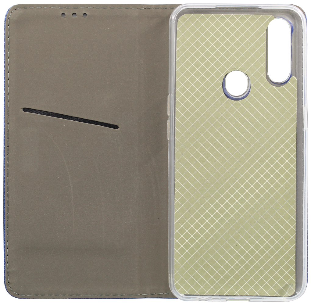 Oppo A31 oldalra nyíló flipes bőrtok rombusz mintás sötétkék