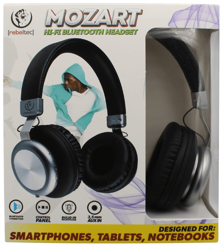 Alcatel 3 2019 kompatibilis Bluetooth fejhallgató Rebeltec Mozart fekete/ezüst