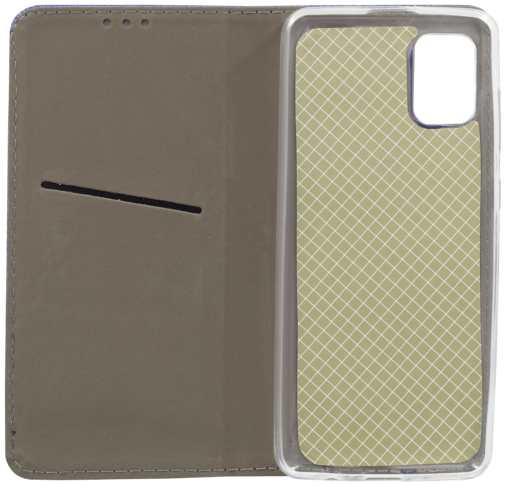 Samsung Galaxy A31 ( SM-A315F) oldalra nyíló flipes bőrtok rombusz mintás sötétkék