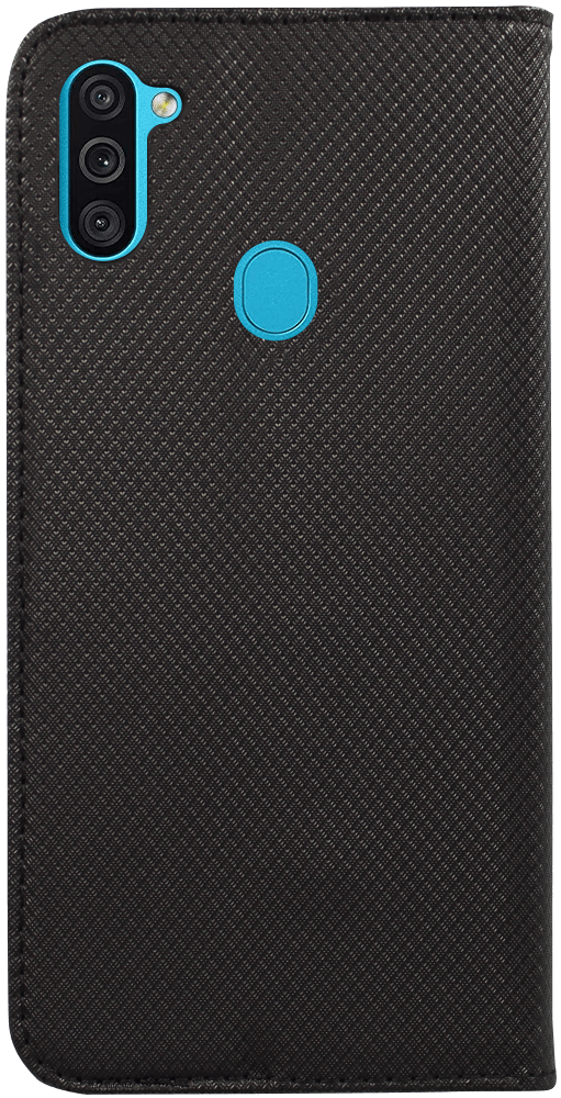Samsung Galaxy M11 (SM-M115F) oldalra nyíló flipes bőrtok rombusz mintás fekete