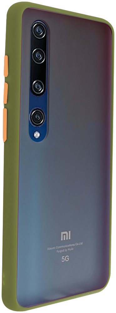 Xiaomi Mi 10 5G kemény hátlap Vennus Button Bumper olivazöld
