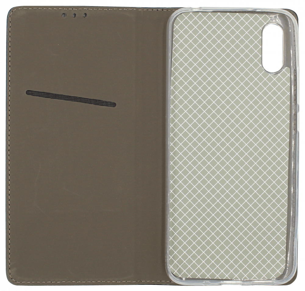 Xiaomi Redmi 9AT oldalra nyíló flipes bőrtok asztali tartó funkciós sötétzöld