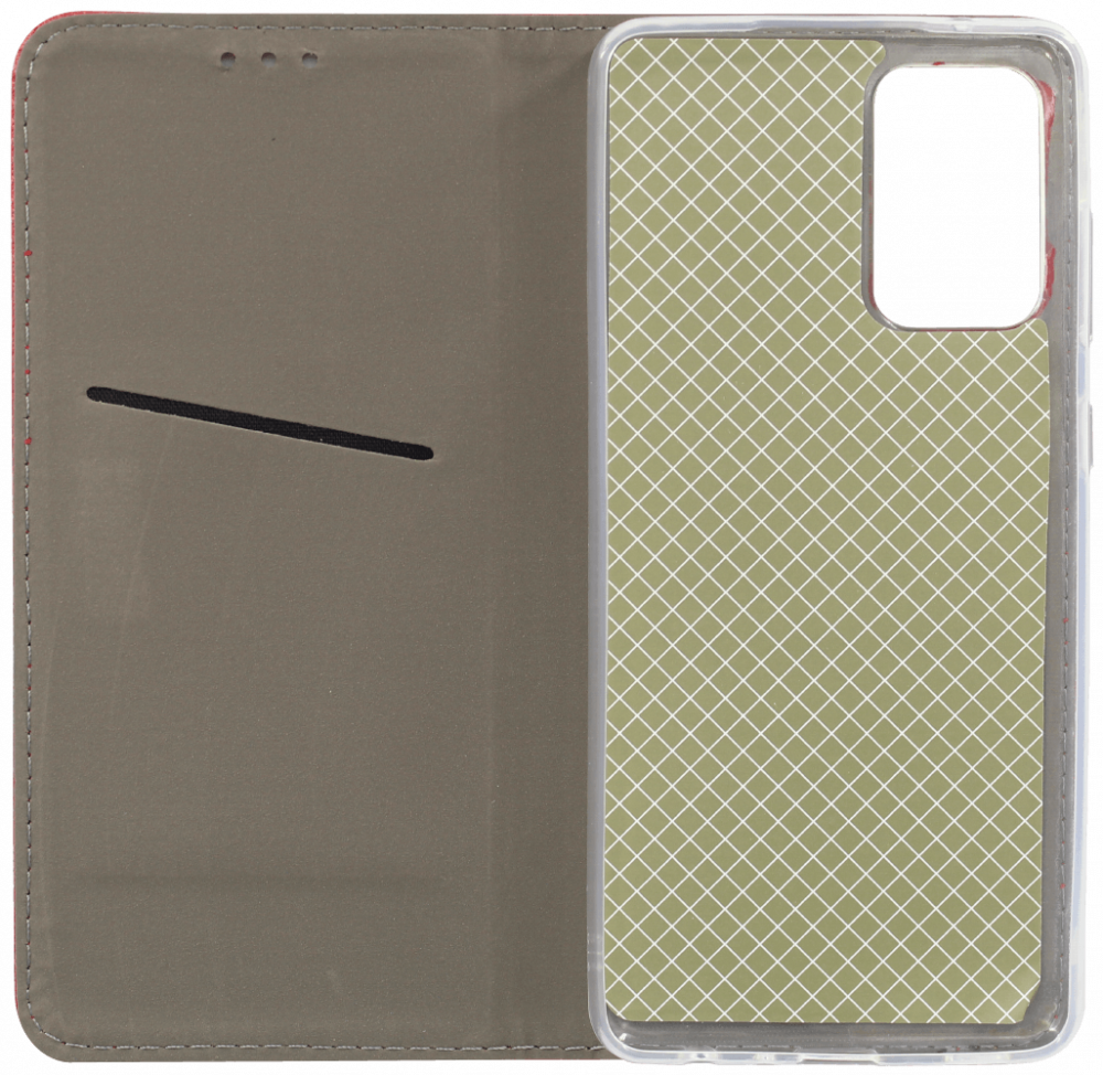 Samsung Galaxy A72 5G (SM-A726B) oldalra nyíló flipes bőrtok rombusz mintás piros
