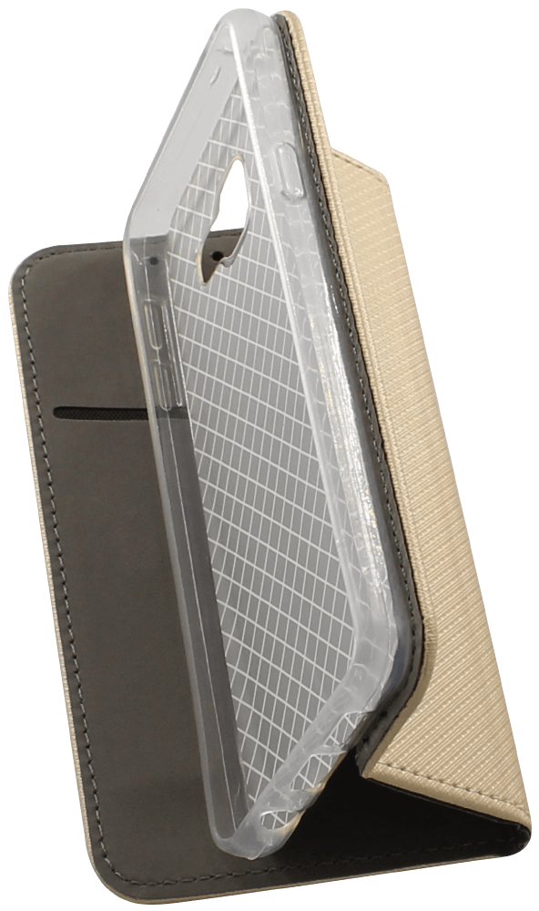 Samsung Galaxy A3 2016 (A310) oldalra nyíló flipes bőrtok rombusz mintás arany