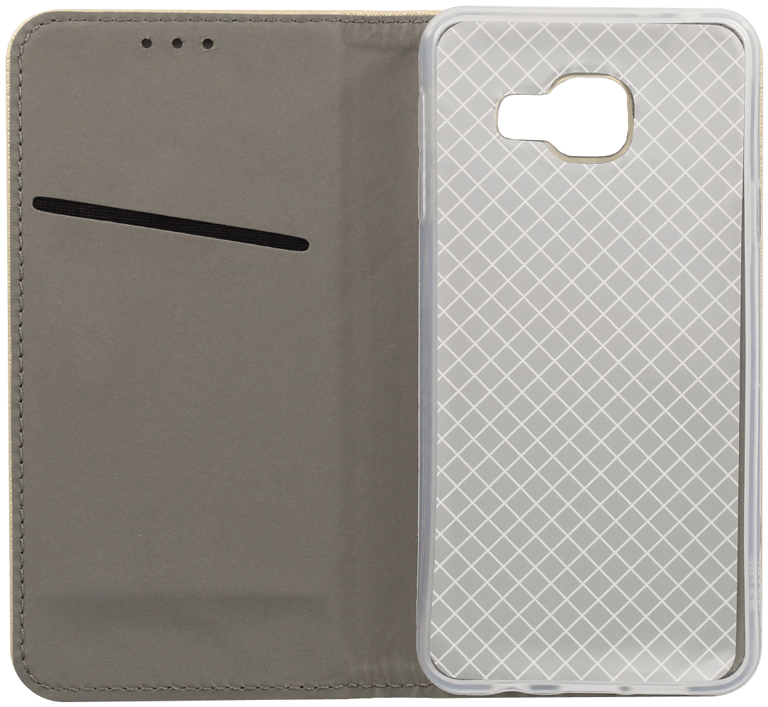Samsung Galaxy A3 2016 (A310) oldalra nyíló flipes bőrtok rombusz mintás arany
