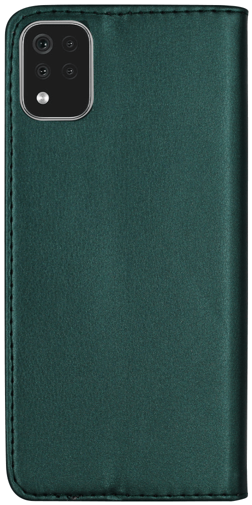 LG K42 oldalra nyíló flipes bőrtok asztali tartó funkciós sötétzöld