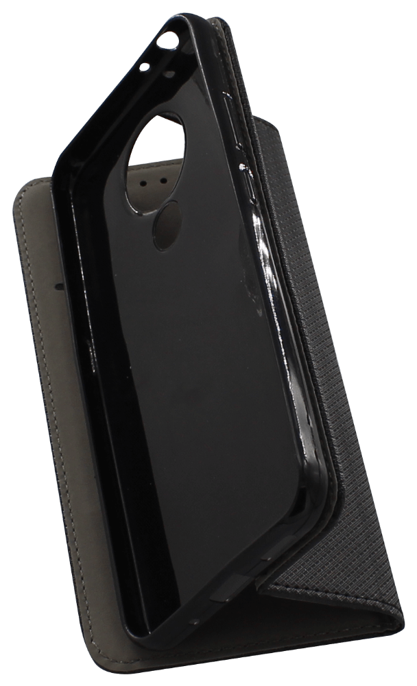 Nokia 3.4 oldalra nyíló flipes bőrtok rombusz mintás fekete