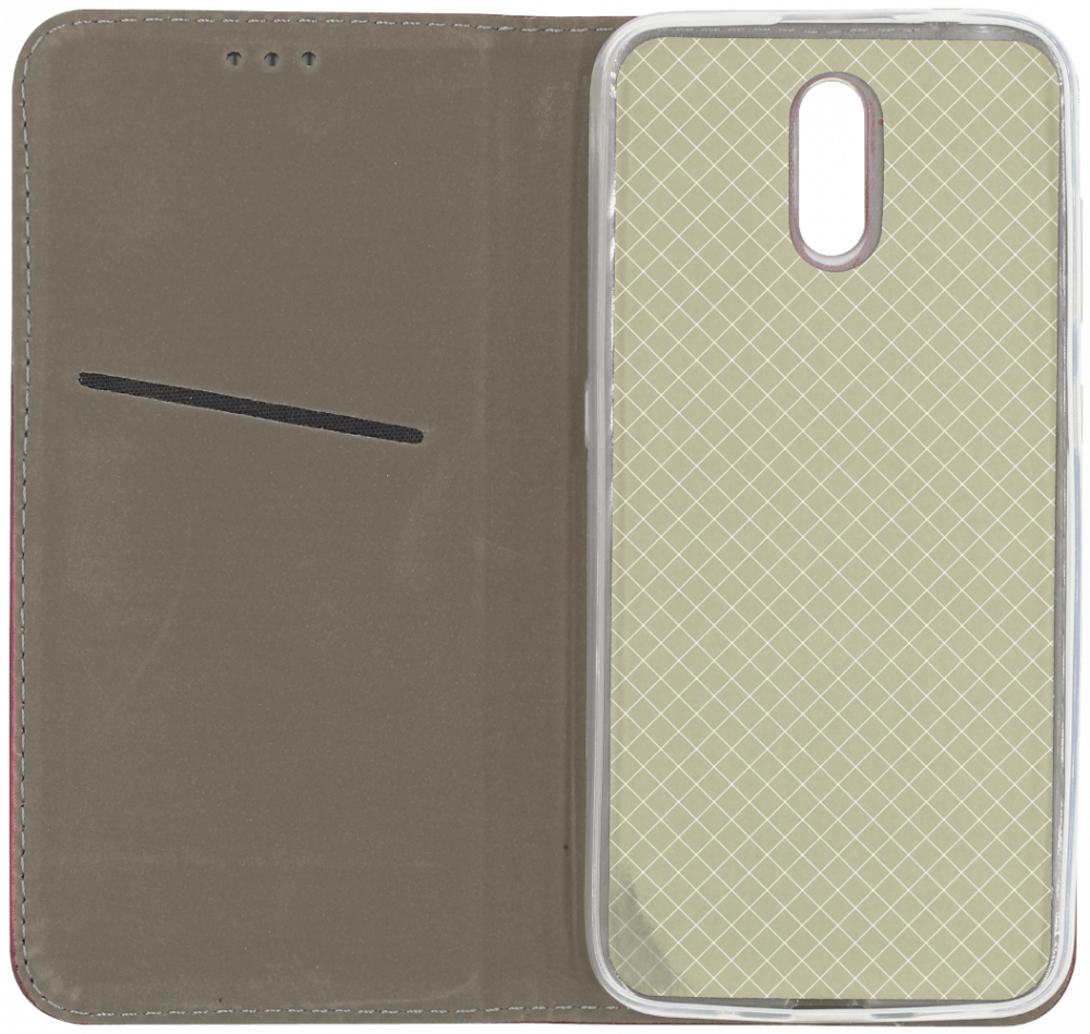 Nokia 2.3 oldalra nyíló flipes bőrtok asztali tartó funkciós bordó