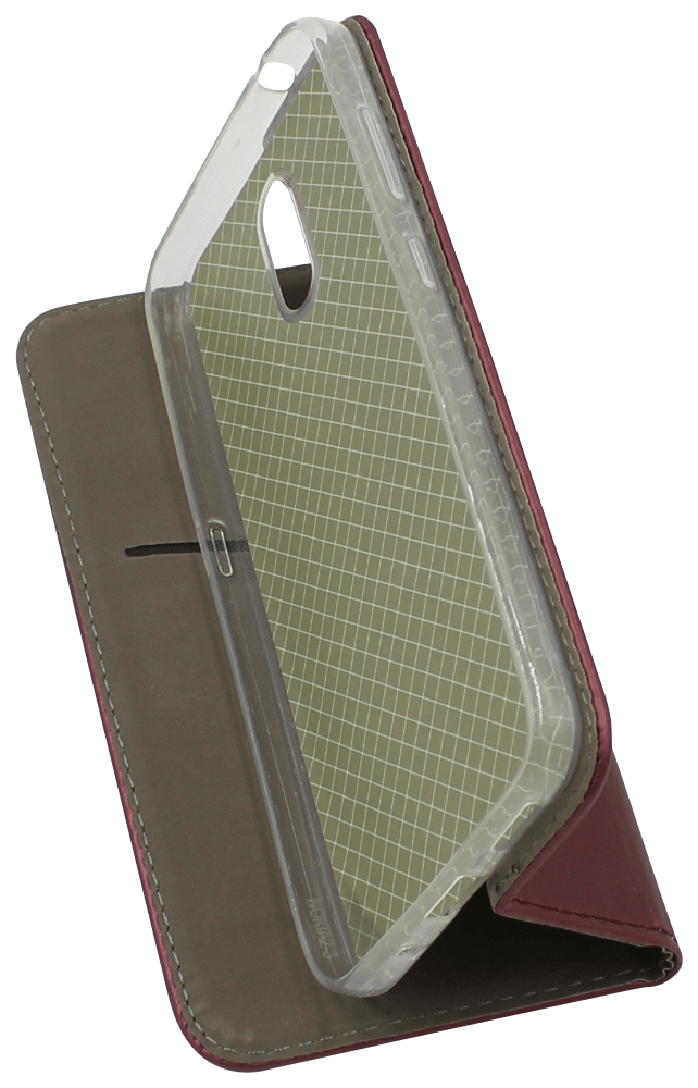 Nokia 2.3 oldalra nyíló flipes bőrtok asztali tartó funkciós bordó