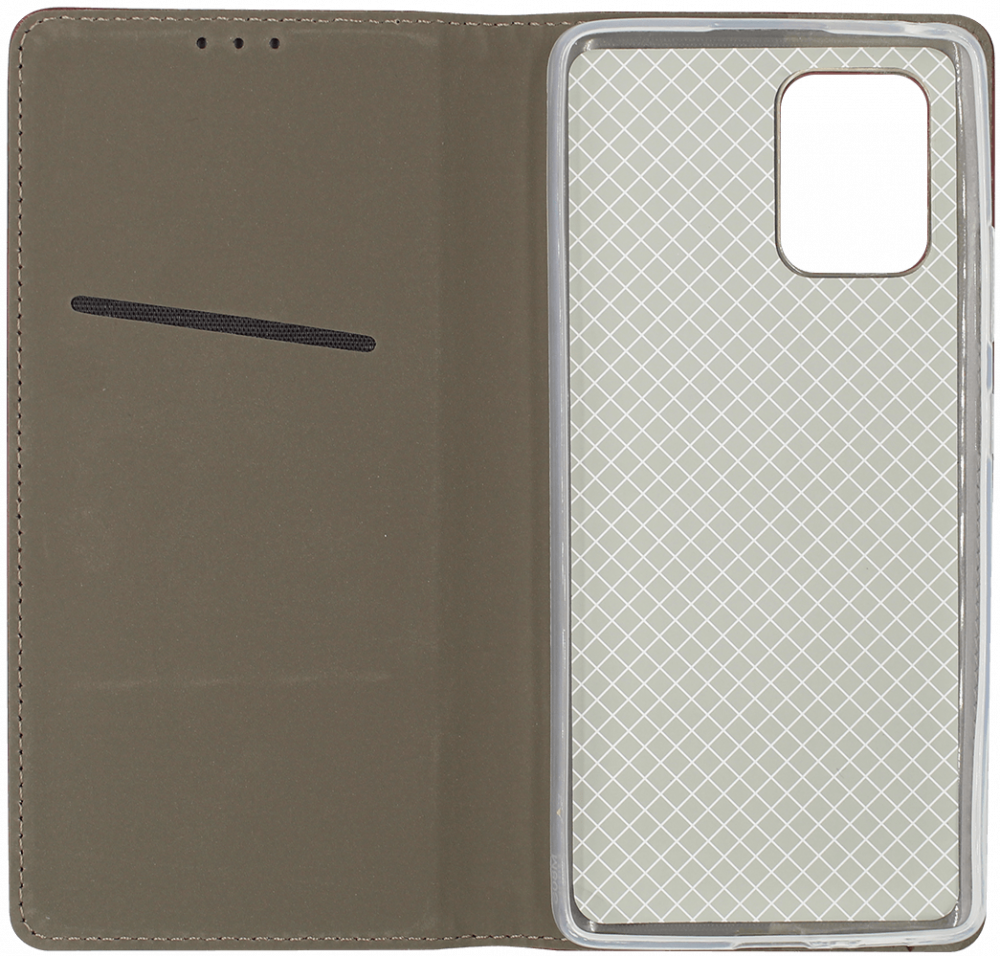 Samsung Galaxy S10 Lite (SM-G770F) oldalra nyíló flipes bőrtok asztali tartó funkciós bordó