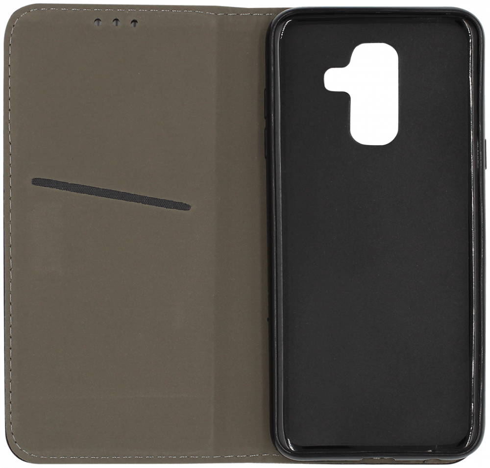 Samsung Galaxy A6 Plus 2018 (A605) oldalra nyíló flipes bőrtok asztali tartó funkciós fekete