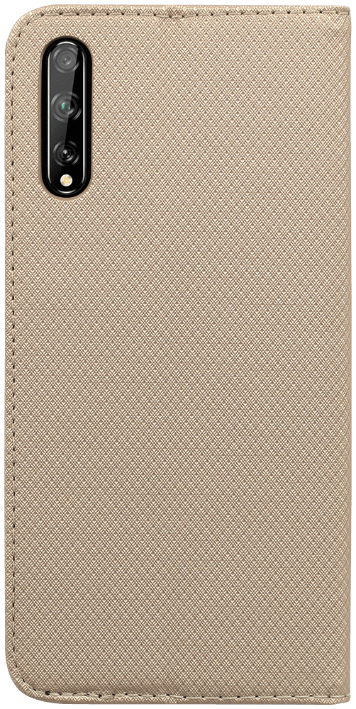 Huawei Y8p (P Smart S) oldalra nyíló flipes bőrtok rombusz mintás arany