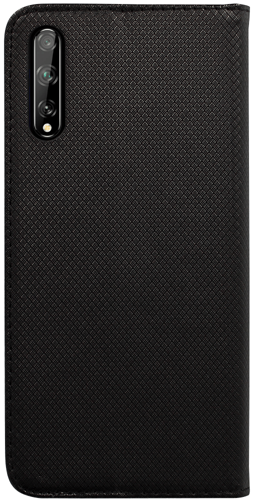 Huawei Y8p (P Smart S) oldalra nyíló flipes bőrtok rombusz mintás fekete