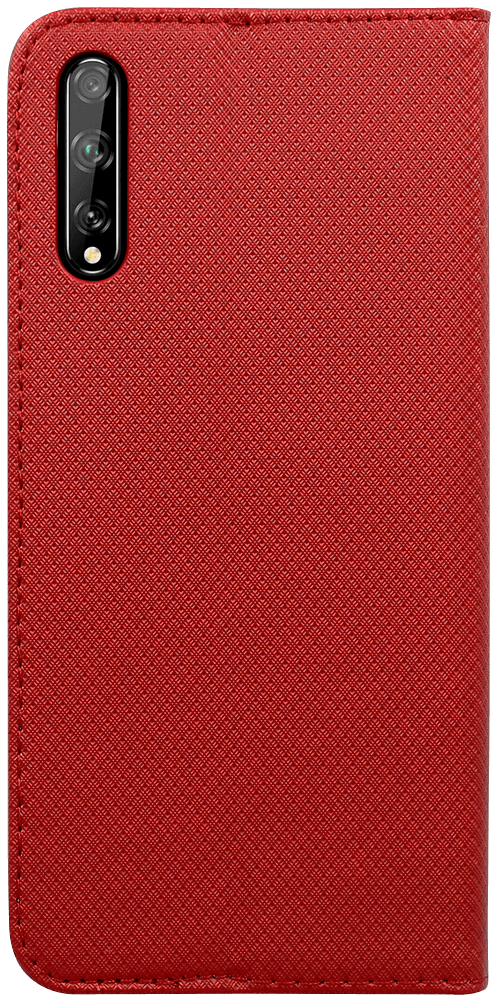 Huawei Y8p (P Smart S) oldalra nyíló flipes bőrtok rombusz mintás piros