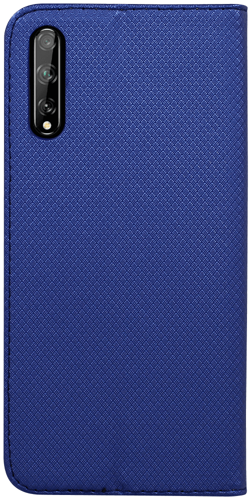 Huawei Y8p (P Smart S) oldalra nyíló flipes bőrtok rombusz mintás sötétkék
