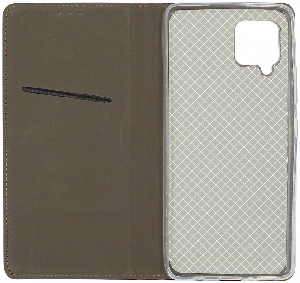 Samsung Galaxy A42 5G (SM-A426B) oldalra nyíló flipes bőrtok asztali tartó funkciós bordó