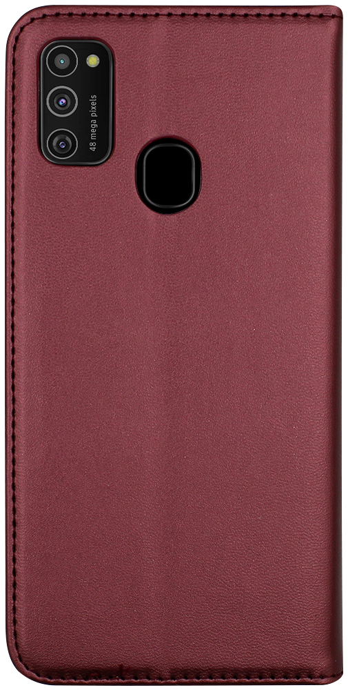 Samsung Galaxy M21 (SM-M215F) oldalra nyíló flipes bőrtok asztali tartó funkciós bordó