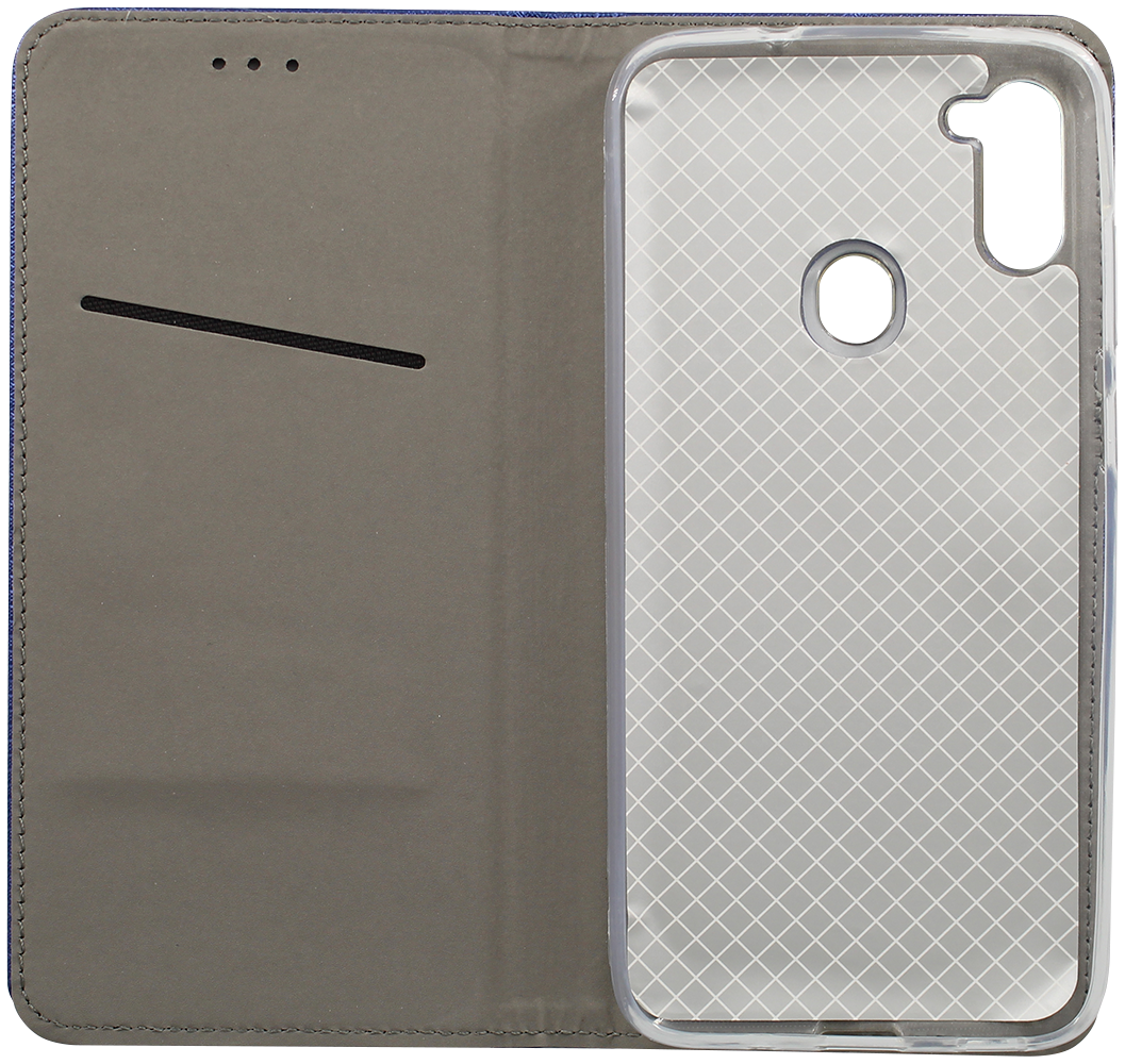 Samsung Galaxy M11 (SM-M115F) oldalra nyíló flipes bőrtok rombusz mintás sötétkék