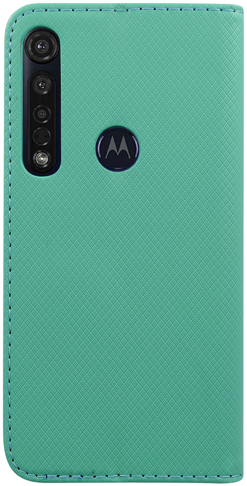 Motorola Moto G8 Plus oldalra nyíló flipes bőrtok rombusz mintás mentazöld