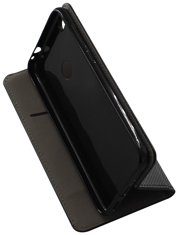 Huawei P8 Lite 2017 oldalra nyíló flipes bőrtok rombusz mintás fekete