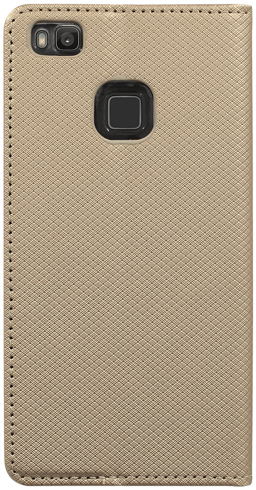 Huawei P9 Lite oldalra nyíló flipes bőrtok rombusz mintás arany