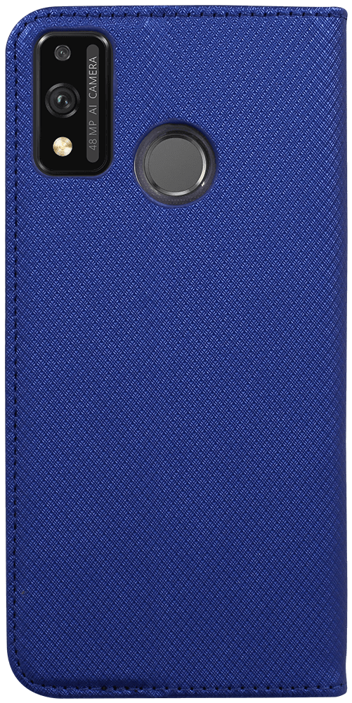Huawei Honor 9X Lite oldalra nyíló flipes bőrtok rombusz mintás sötétkék