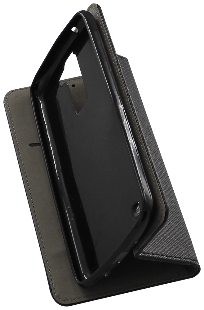 LG K8 (K350n) oldalra nyíló flipes bőrtok rombusz mintás fekete