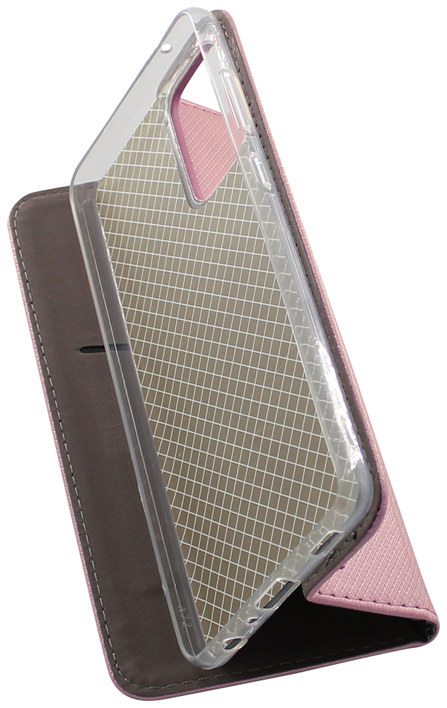 Samsung Galaxy A72 5G (SM-A726B) oldalra nyíló flipes bőrtok rombusz mintás rozéarany
