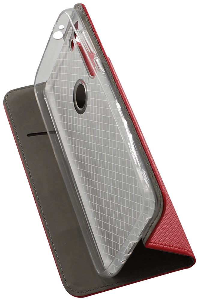 Motorola Moto G8 Power oldalra nyíló flipes bőrtok rombusz mintás piros