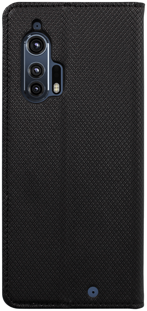 Motorola Edge Plus oldalra nyíló flipes bőrtok rombusz mintás fekete