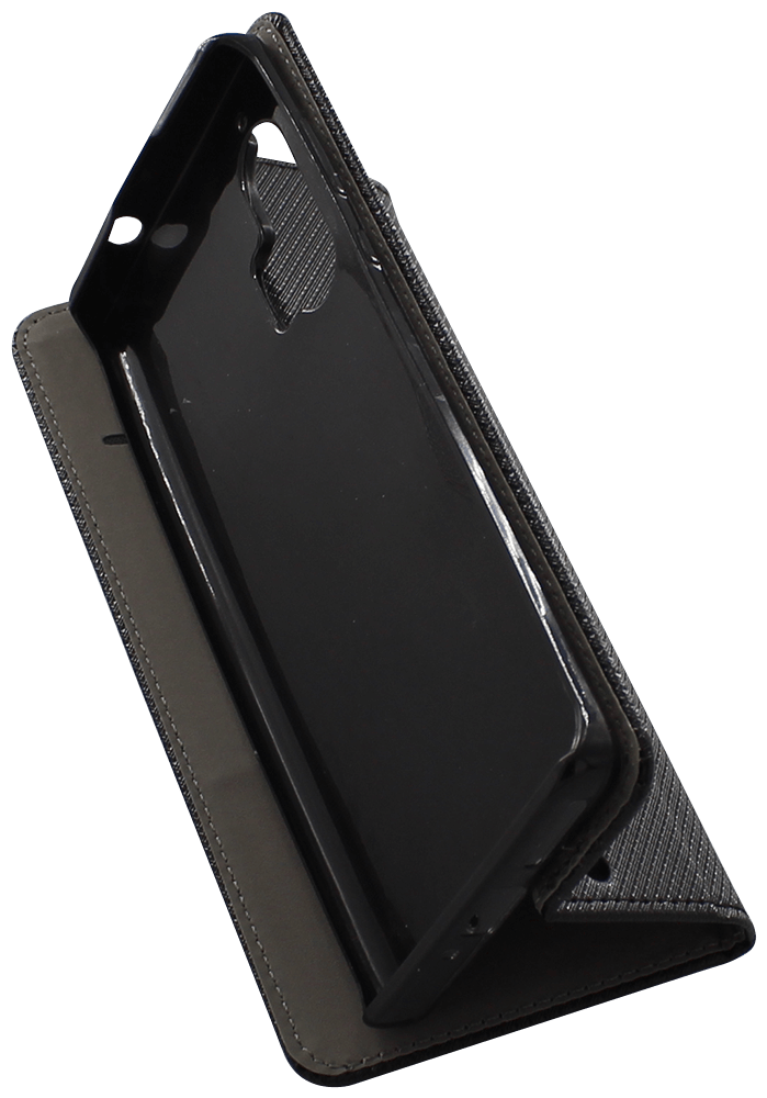 Motorola Edge Plus oldalra nyíló flipes bőrtok rombusz mintás fekete