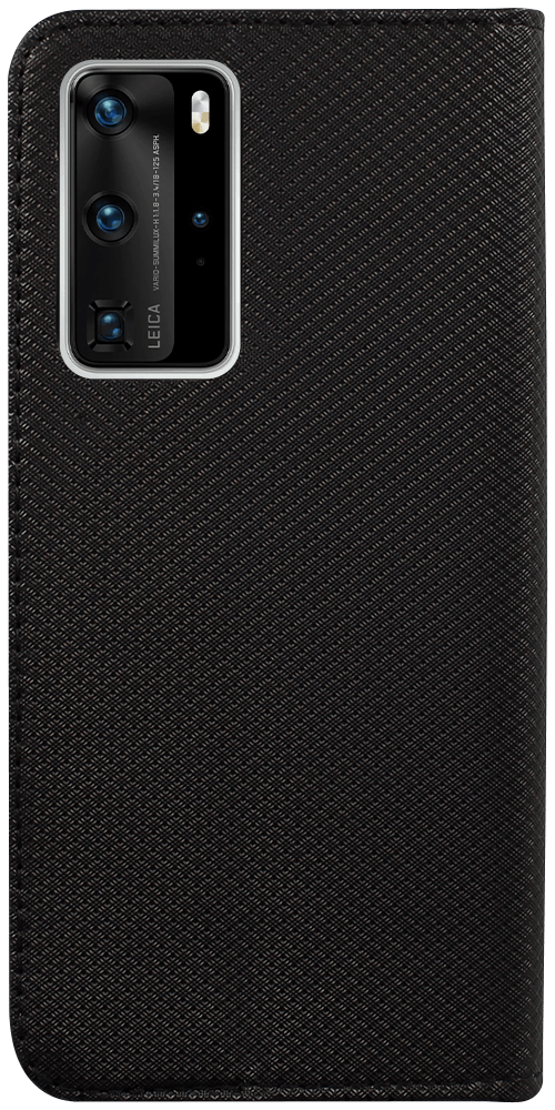 Huawei P40 oldalra nyíló flipes bőrtok rombusz mintás fekete