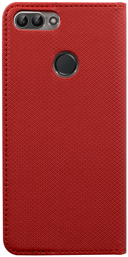 Huawei P Smart (Enjoy 7S) oldalra nyíló flipes bőrtok rombusz mintás piros