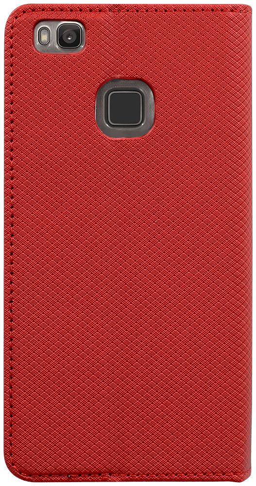 Huawei P9 Lite oldalra nyíló flipes bőrtok rombusz mintás piros