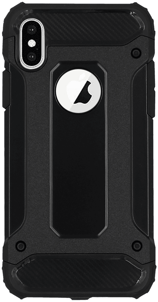 Apple iPhone XS ütésálló tok légpárnás sarkas, hibrid Forcell Armor logó kihagyós fekete