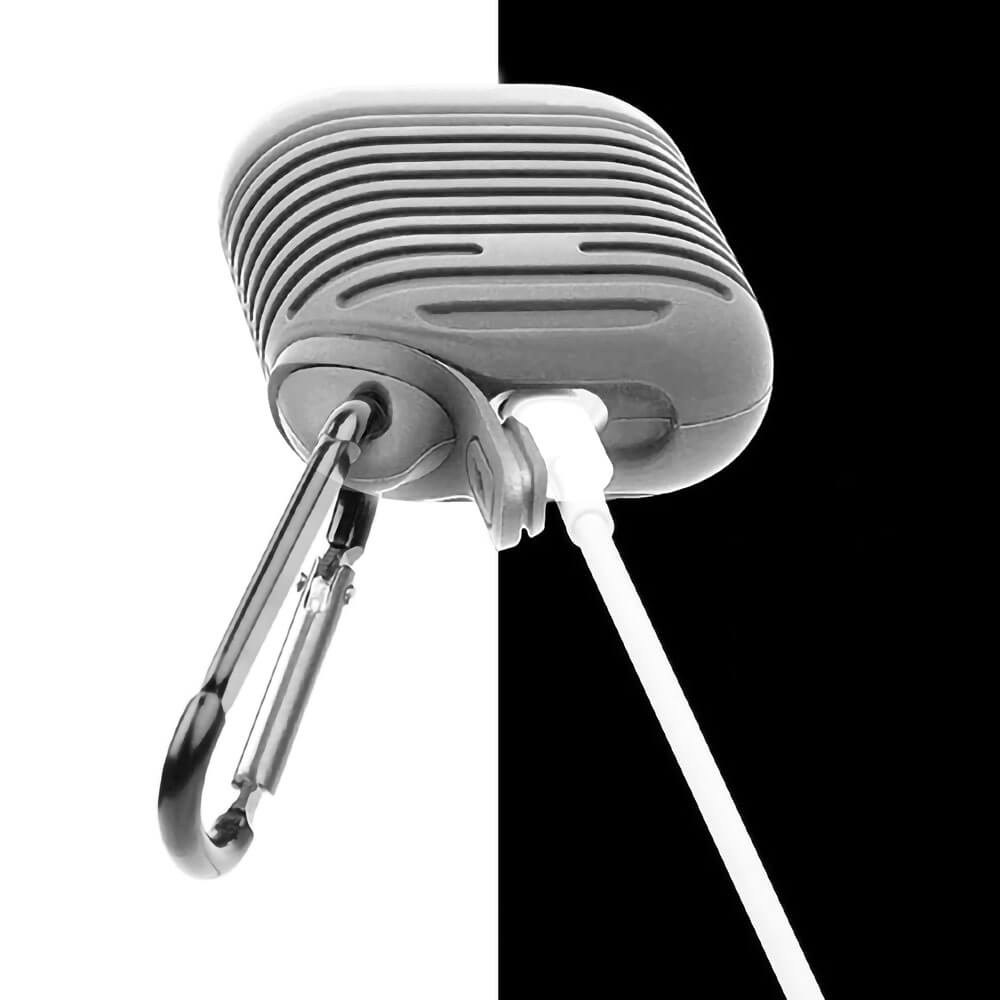 Apple iPhone 12 Pro Max 2. generációs AirPod töltő szilikon tok szürke