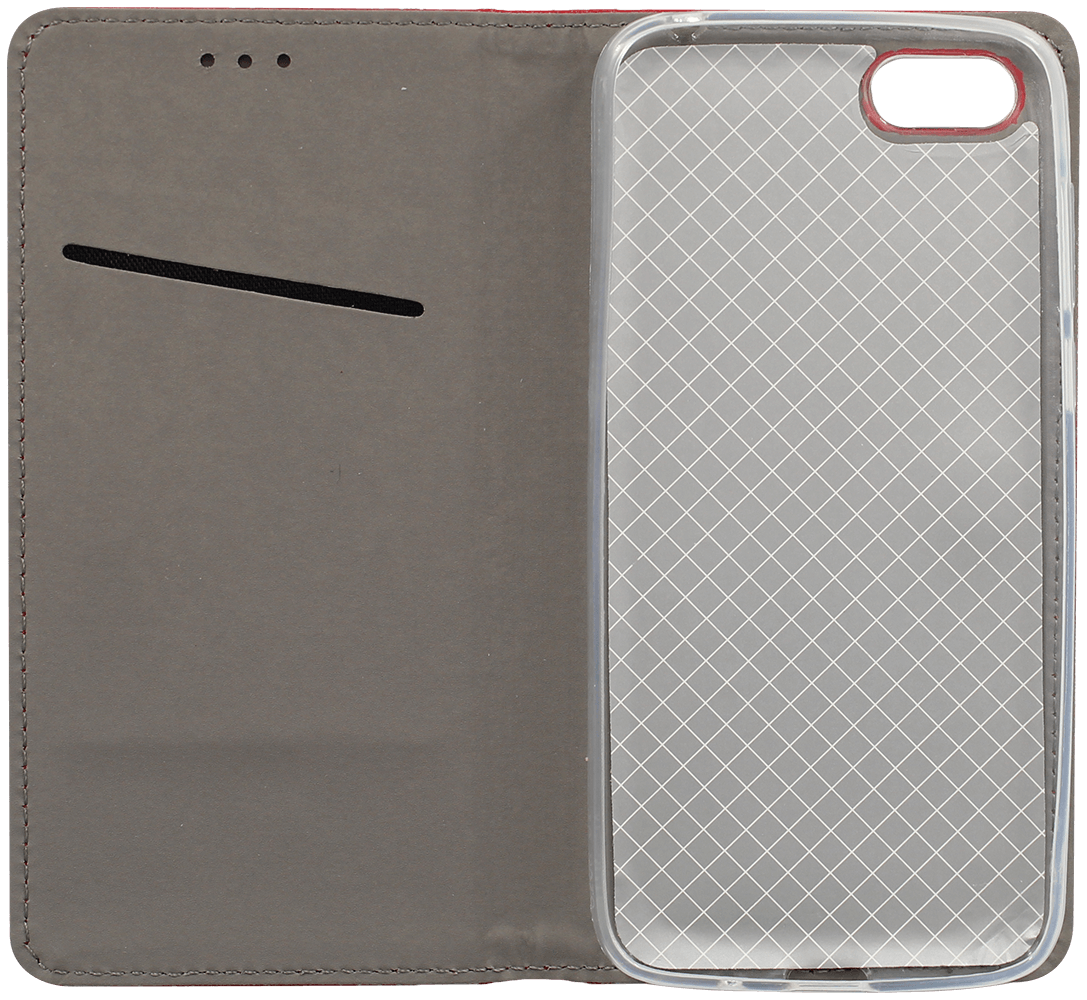 Huawei Y5 Prime 2018 (Y5 2018) oldalra nyíló flipes bőrtok rombusz mintás piros