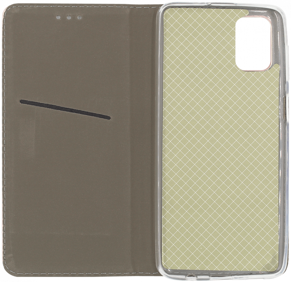 Samsung Galaxy M51 (SM-M515F) oldalra nyíló flipes bőrtok asztali tartó funkciós rozéarany
