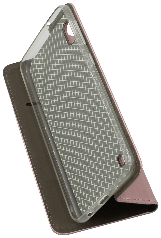 Samsung Galaxy A10 (SM-A105F) oldalra nyíló flipes bőrtok asztali tartó funkciós rozéarany