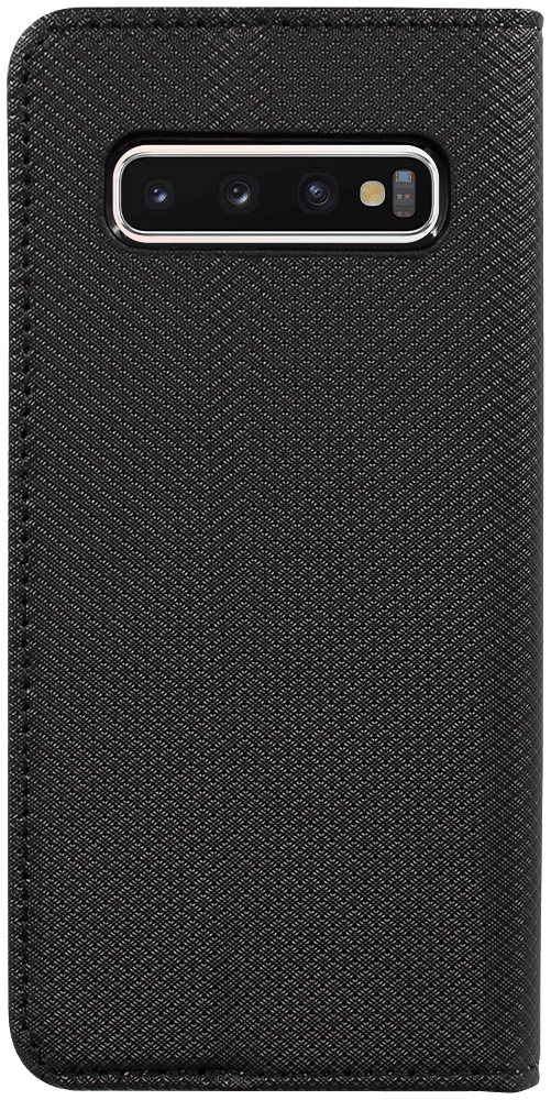 Samsung Galaxy S10 (SM-G973) oldalra nyíló flipes bőrtok rombusz mintás fekete