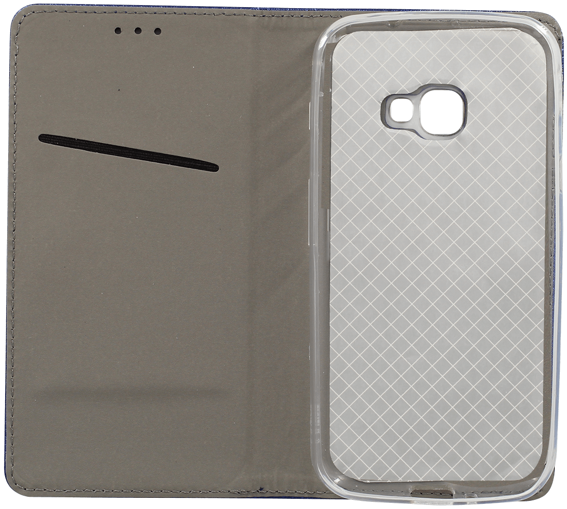Samsung Galaxy Xcover 4 (G390) oldalra nyíló flipes bőrtok rombusz mintás sötétkék