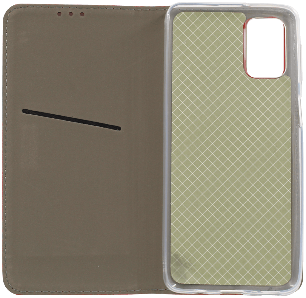 Samsung Galaxy M31s (SM-M317F) oldalra nyíló flipes bőrtok rombusz mintás piros