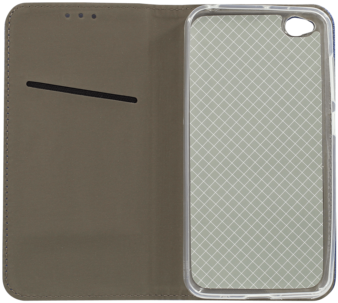 Xiaomi Redmi Go oldalra nyíló flipes bőrtok rombusz mintás sötétkék