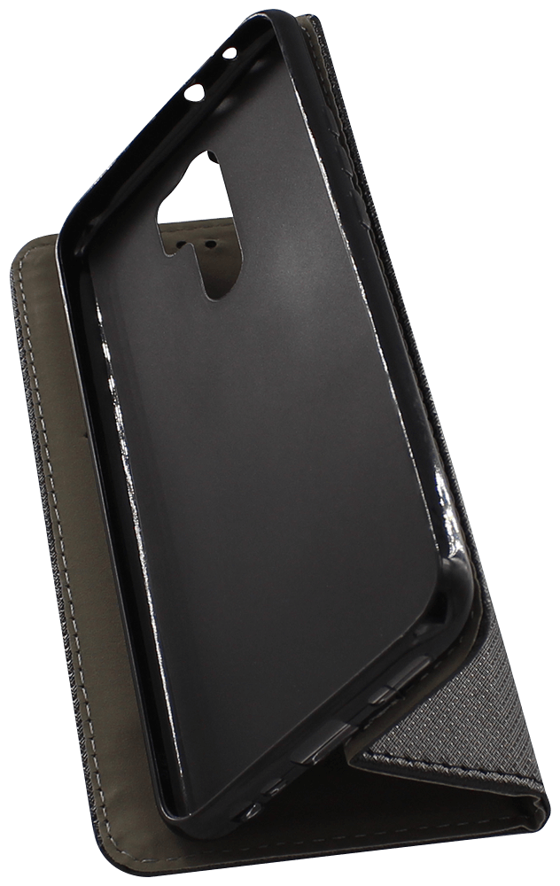 Xiaomi Redmi 9 Prime oldalra nyíló flipes bőrtok rombusz mintás fekete