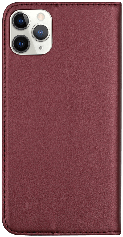Apple iPhone 11 Pro Max oldalra nyíló flipes bőrtok asztali tartó funkciós bordó