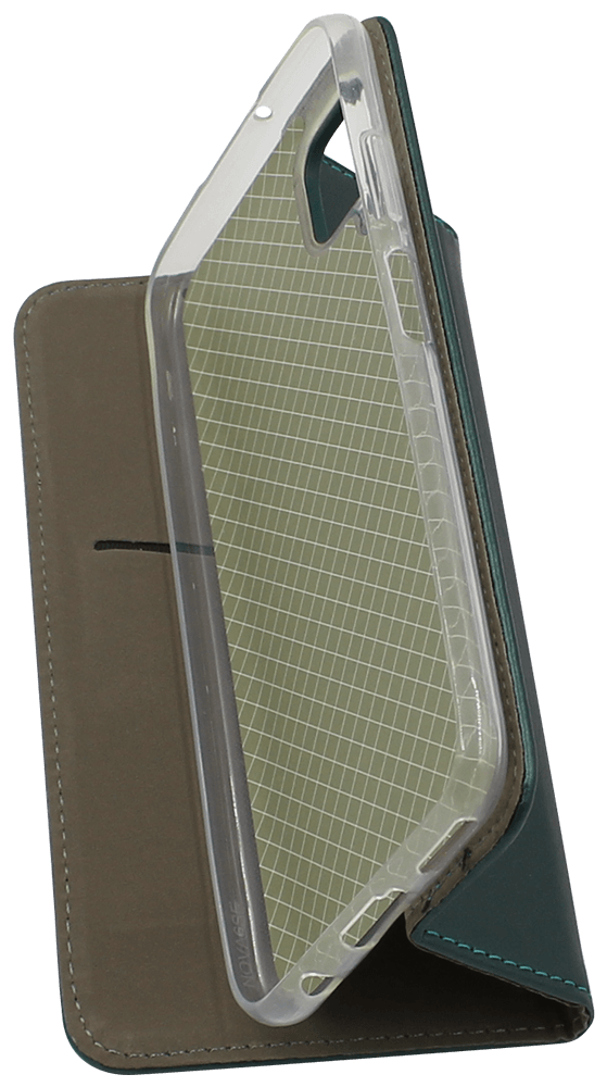 Huawei P40 Lite oldalra nyíló flipes bőrtok asztali tartó funkciós sötétzöld