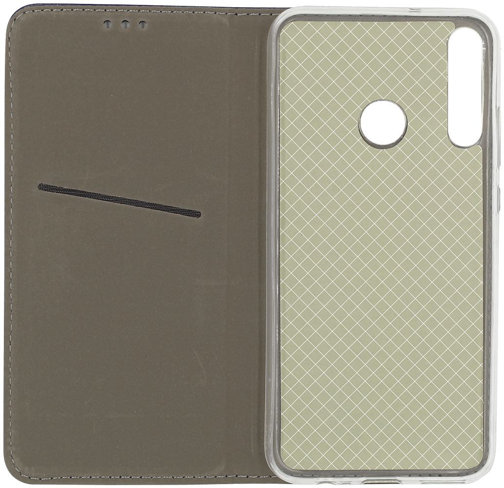 Huawei P40 Lite E oldalra nyíló flipes bőrtok asztali tartó funkciós sötétkék